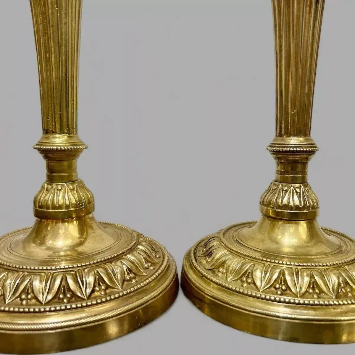 Pair Of Gilt Bronze Candlesticks From The Bourbon Restoration Period photo buy