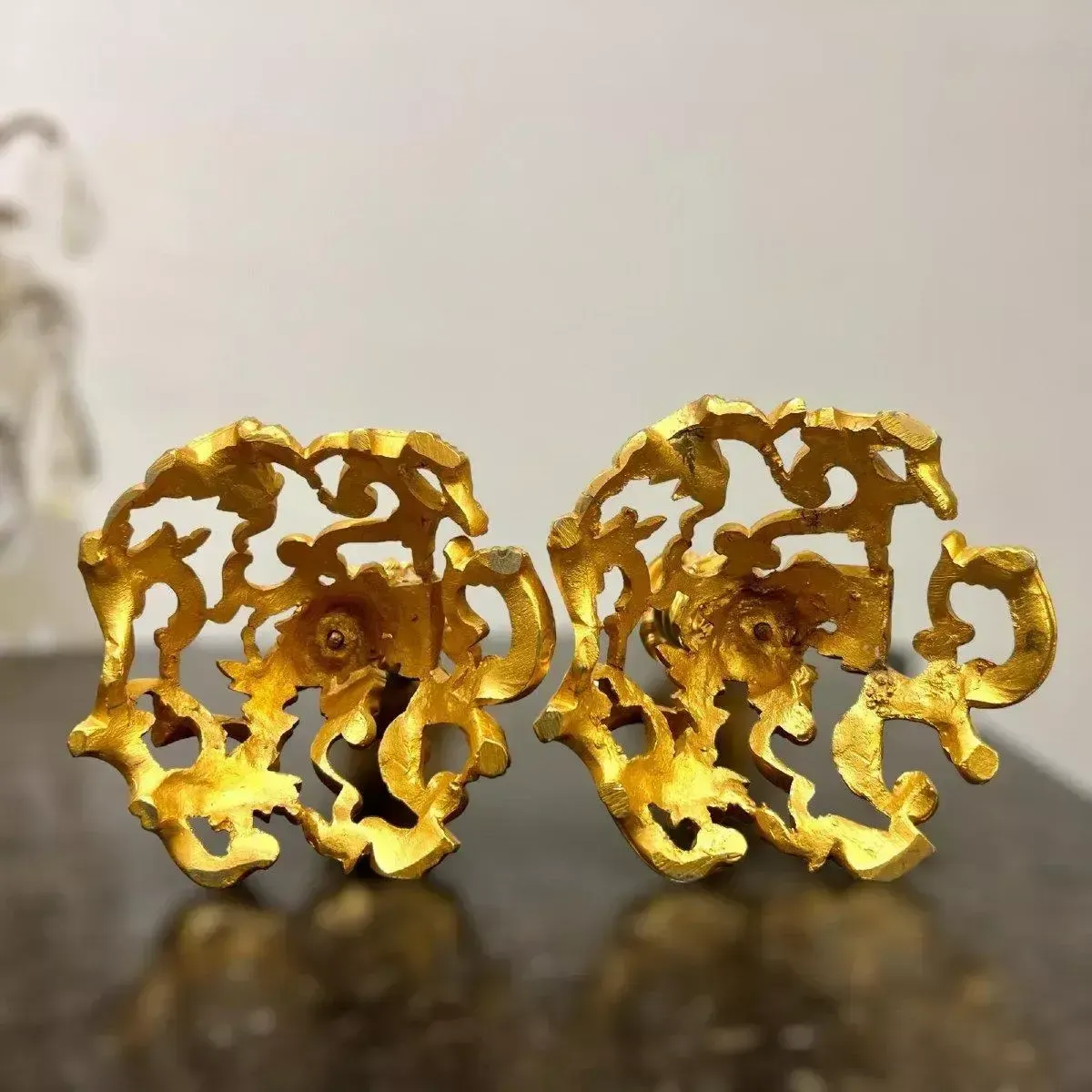 19th Century Pair Of Candlesticks In Gilt Bronze photo 3534.0
