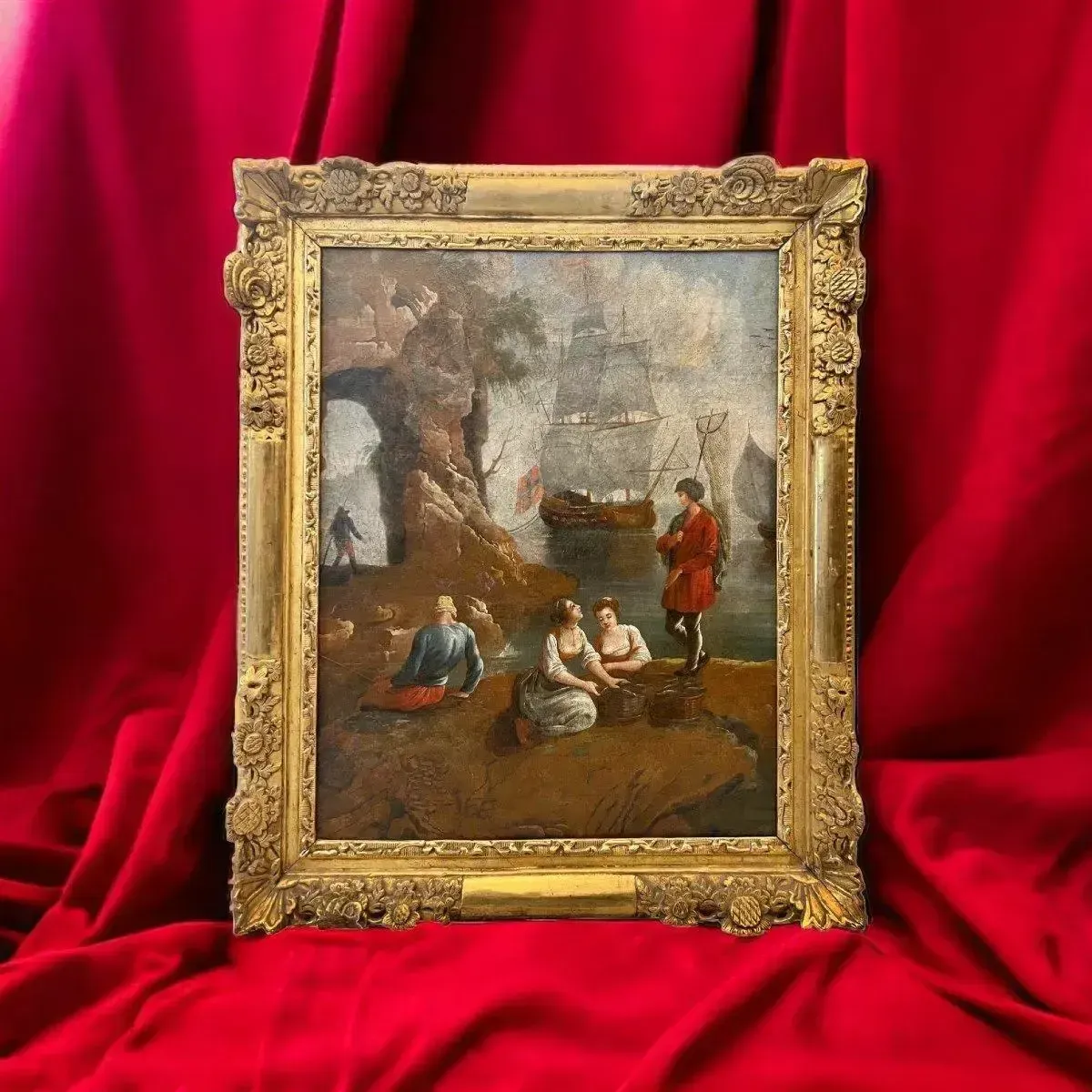 18th Century Seascape Painting In The Style Of Claude Joseph Vernet photo furniture