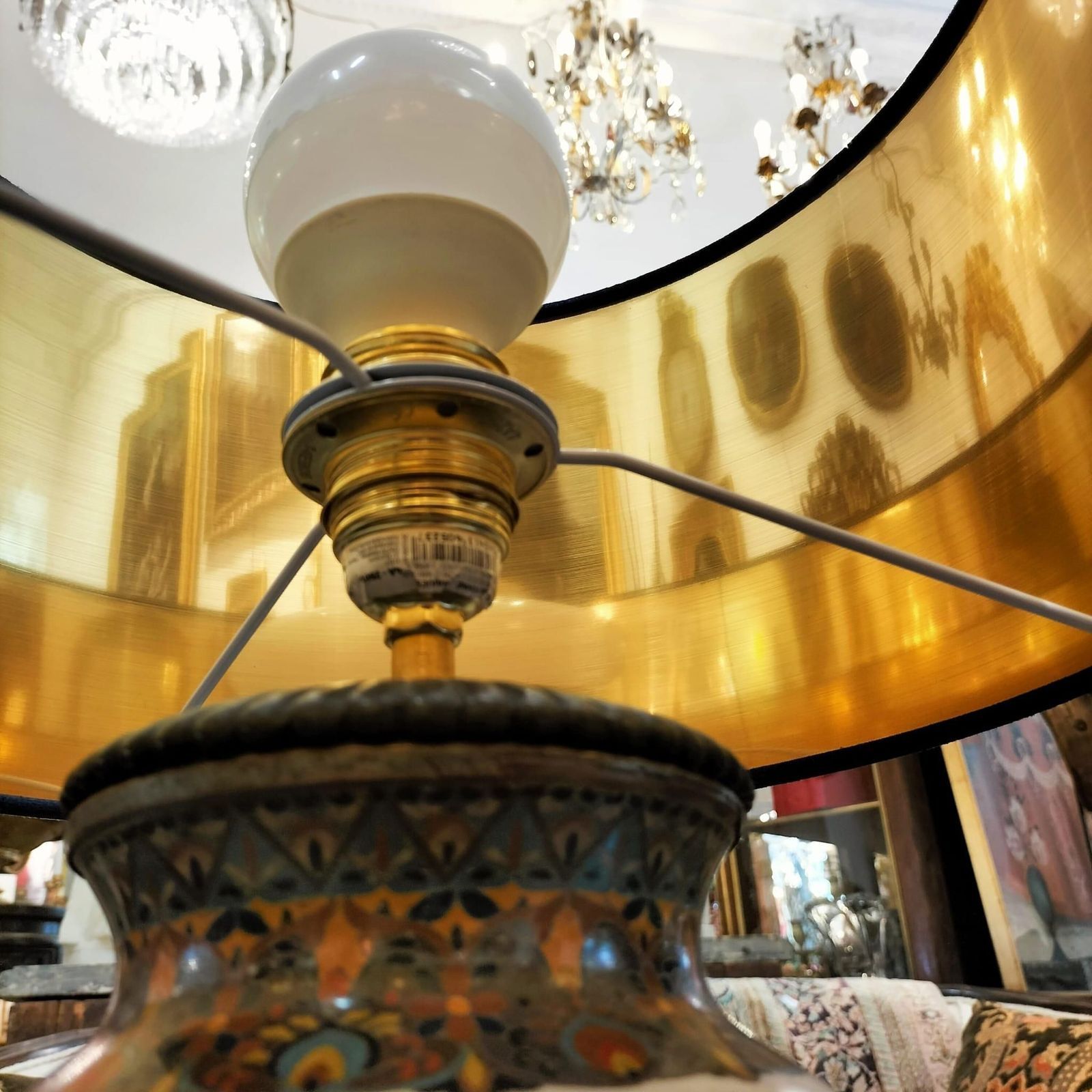 Lighting Pair Of Japanese Large Cloisonné Enamel Lamps , 19th Century photo