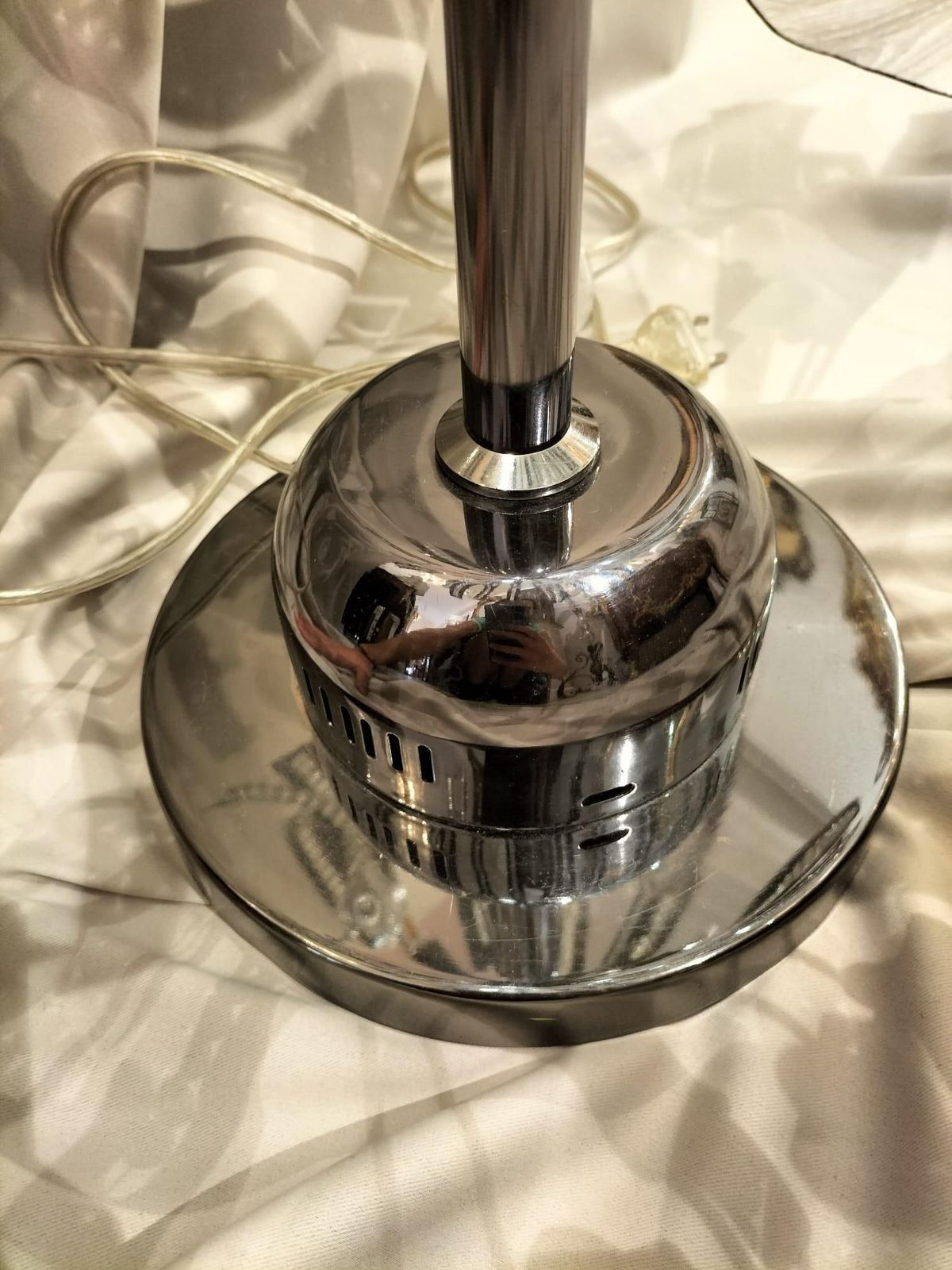 Big Mid Century Modern Lamp In Chrome Metal And Glass, 1970s photo Lighting