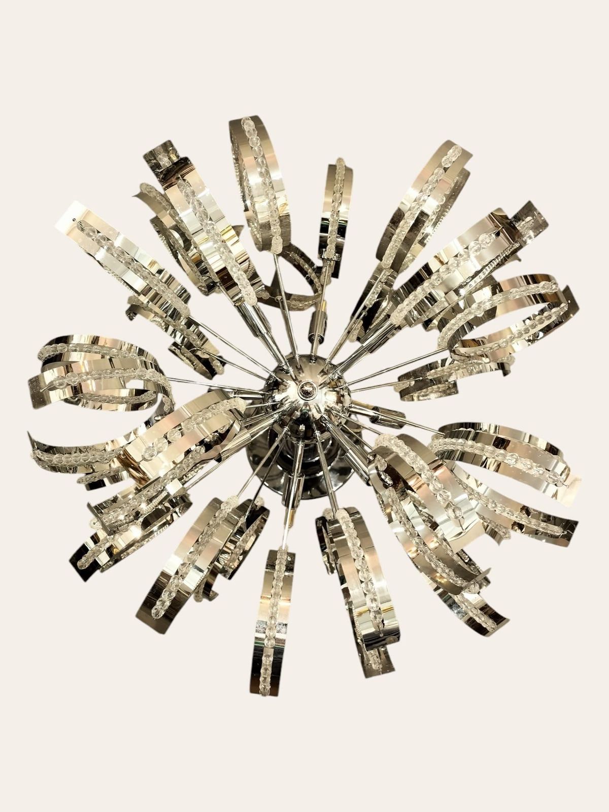 Big Mid Century Modern Lamp In Chrome Metal And Glass, 1970s photo buy