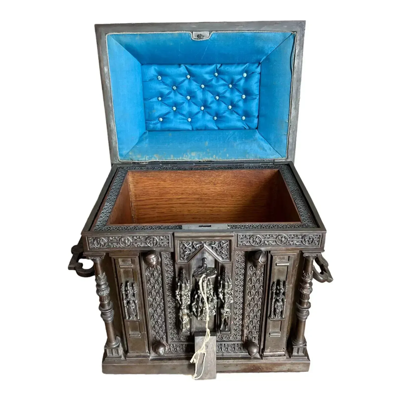 Bronze Jewelry Chest In Neo Gothic Style From The Napoleon III Period photo vintage