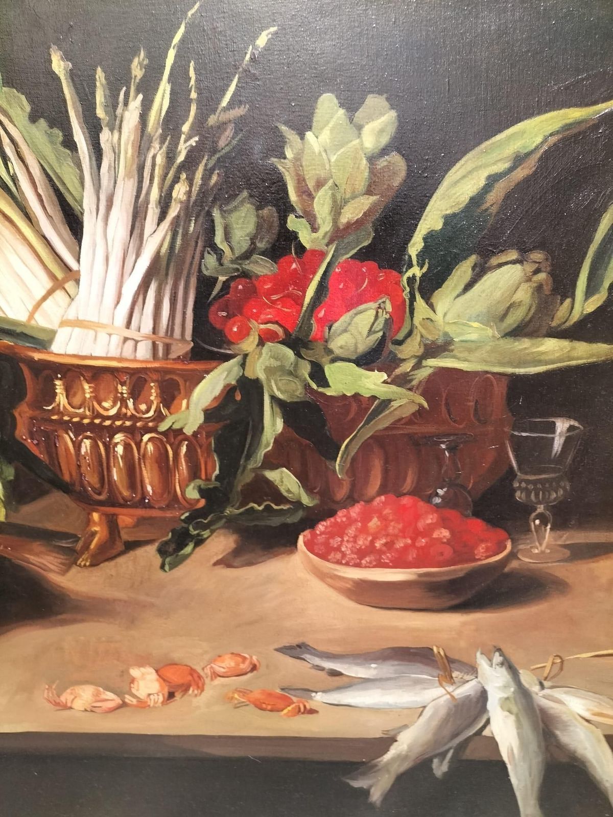 Large Still Life With Fish Oil On Canvas In Gilded Frame, 152cm X 112cm photo furniture