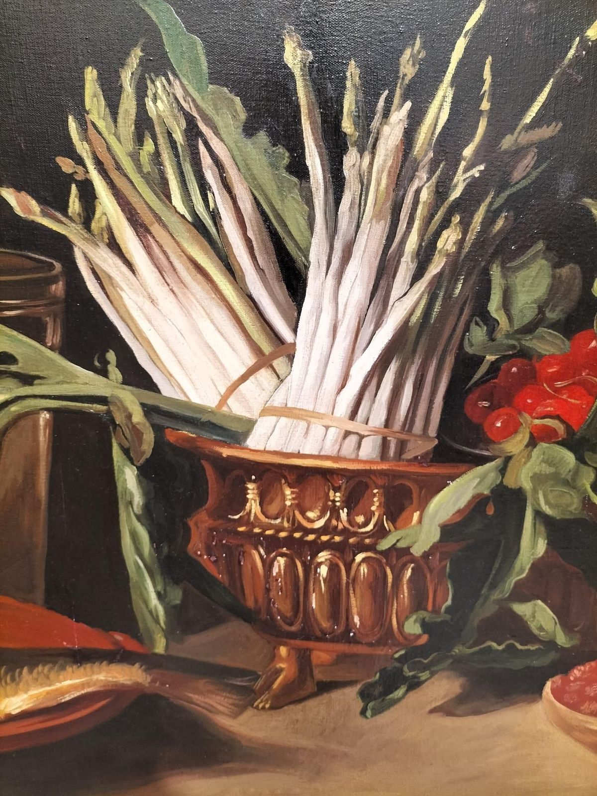 Large Still Life With Fish Oil On Canvas In Gilded Frame, 152cm X 112cm photo for sale