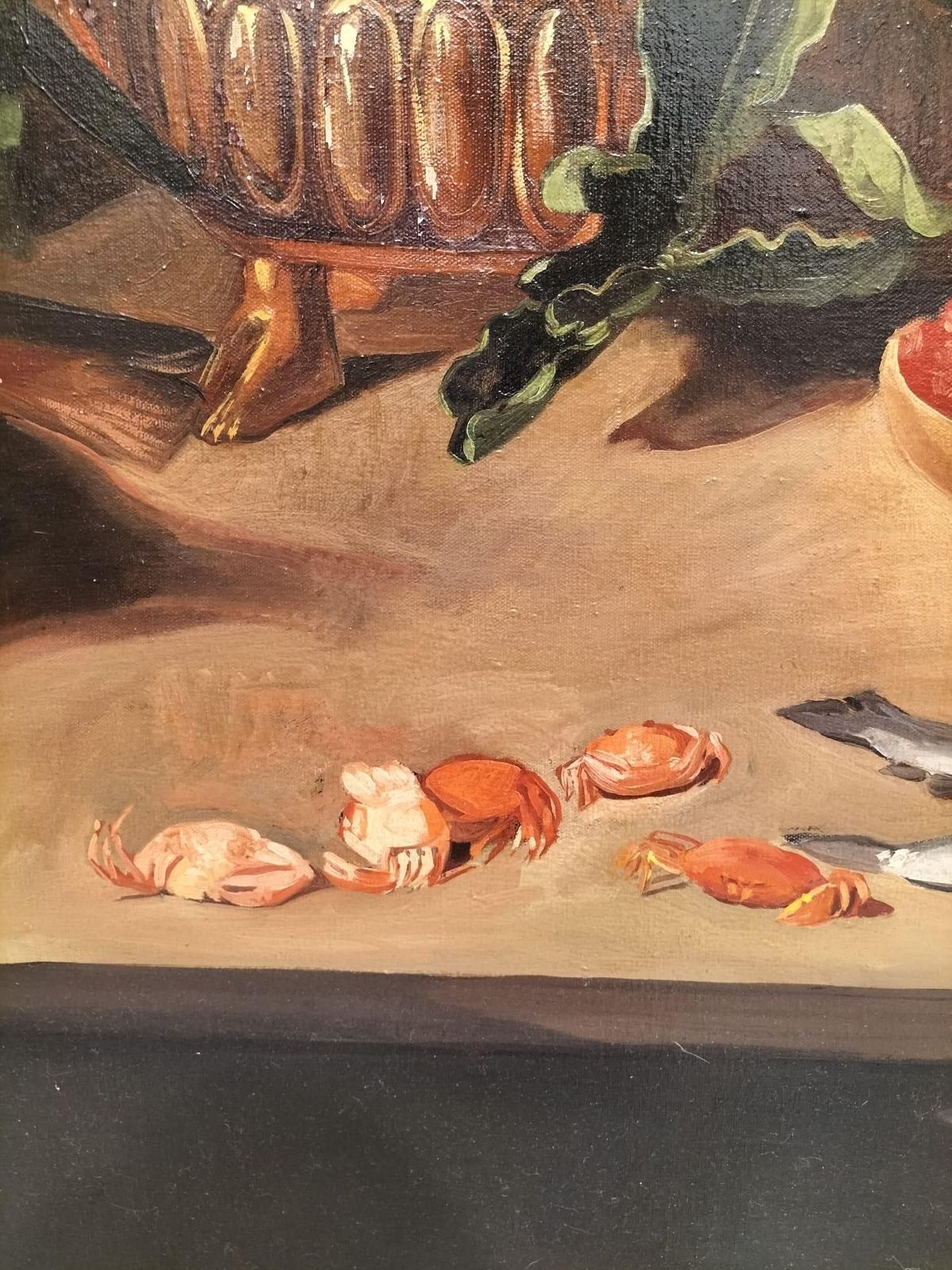 photo for sale Large Still Life With Fish Oil On Canvas In Gilded Frame, 152cm X 112cm