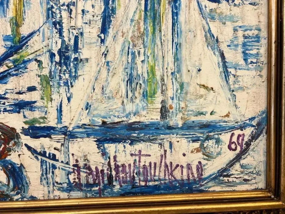 Abstract Oil Painting By Nicolai Michoutouchkine (1929 2010) photo for sale
