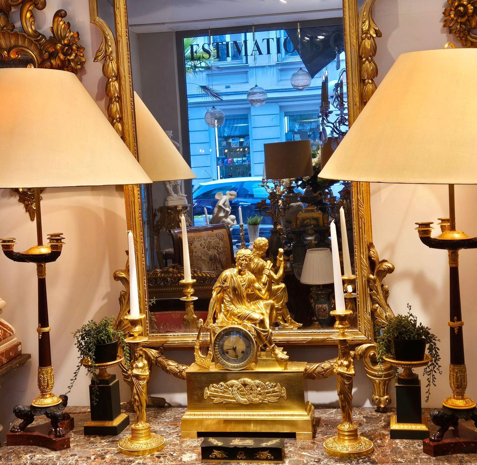 photo furniture Pair Of Gilt Bronze Retour D`egypte Candlesticks, Empire Period, 19th Century