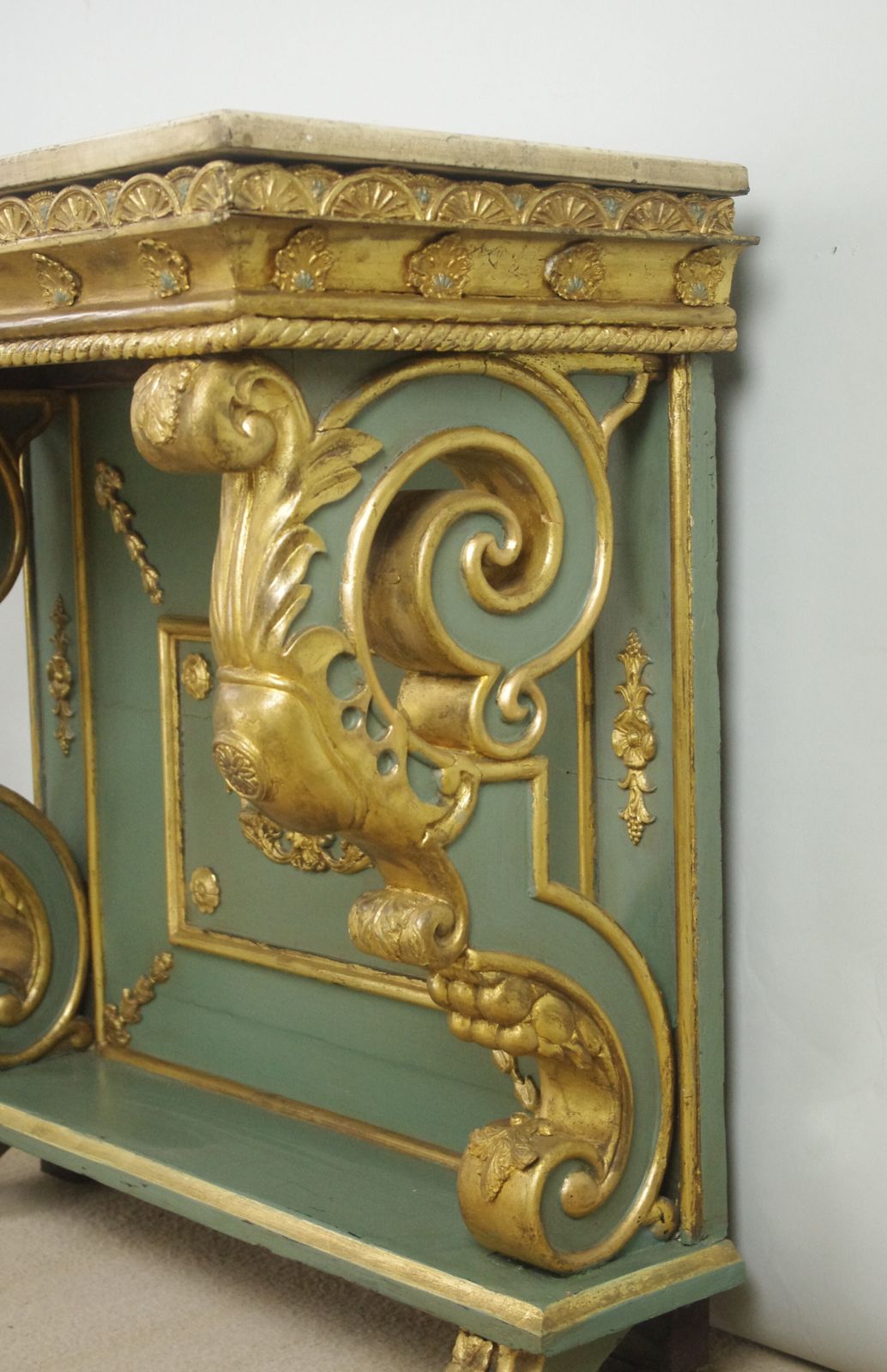 photo vinterior 19th Century French Painted And Gilt Console With Marble Top