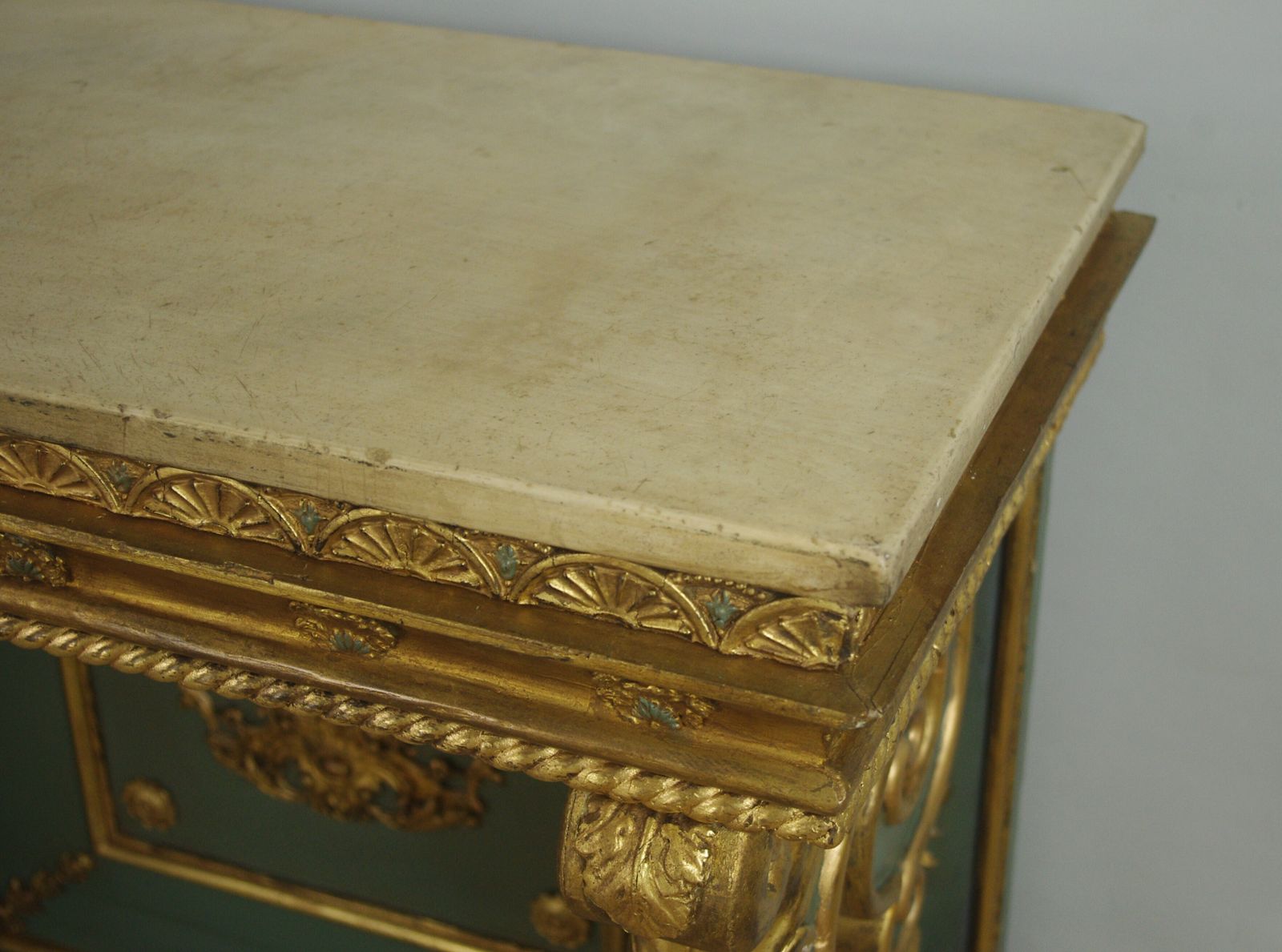 photo vintage 19th Century French Painted And Gilt Console With Marble Top