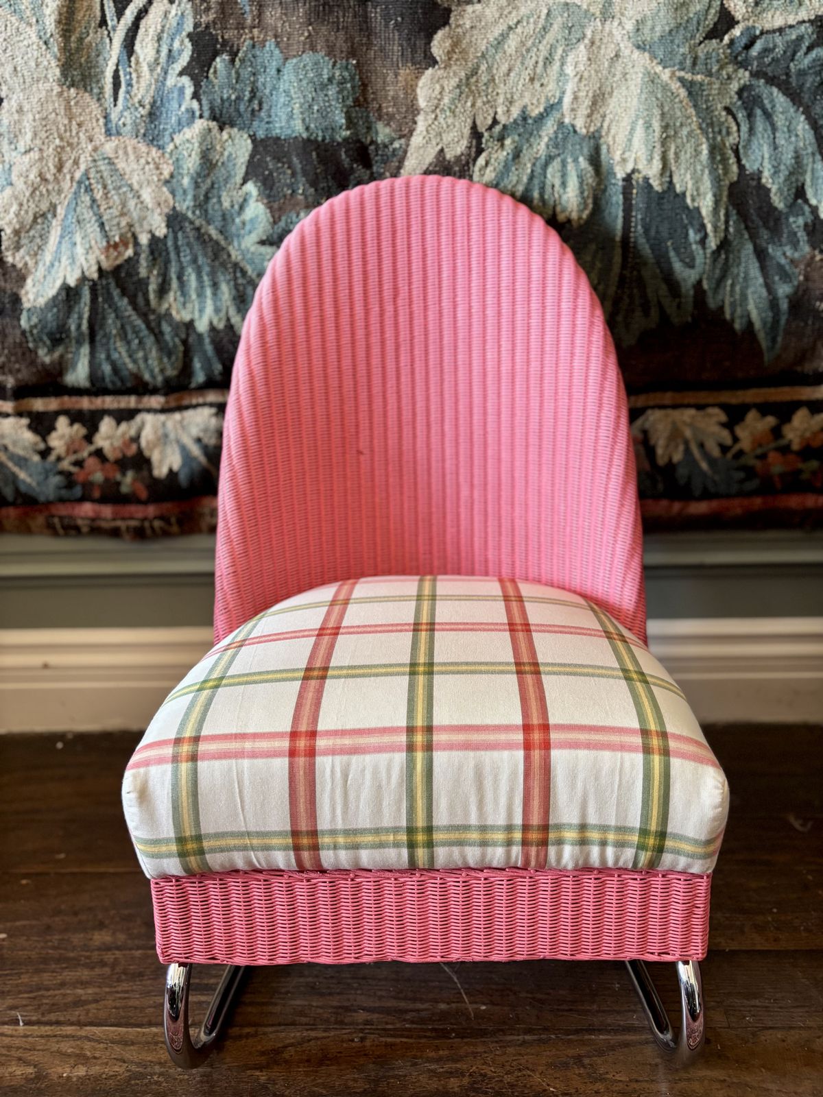 photo for sale Antique Lloyd Loom Style  Pink Chair With Sprung Seat