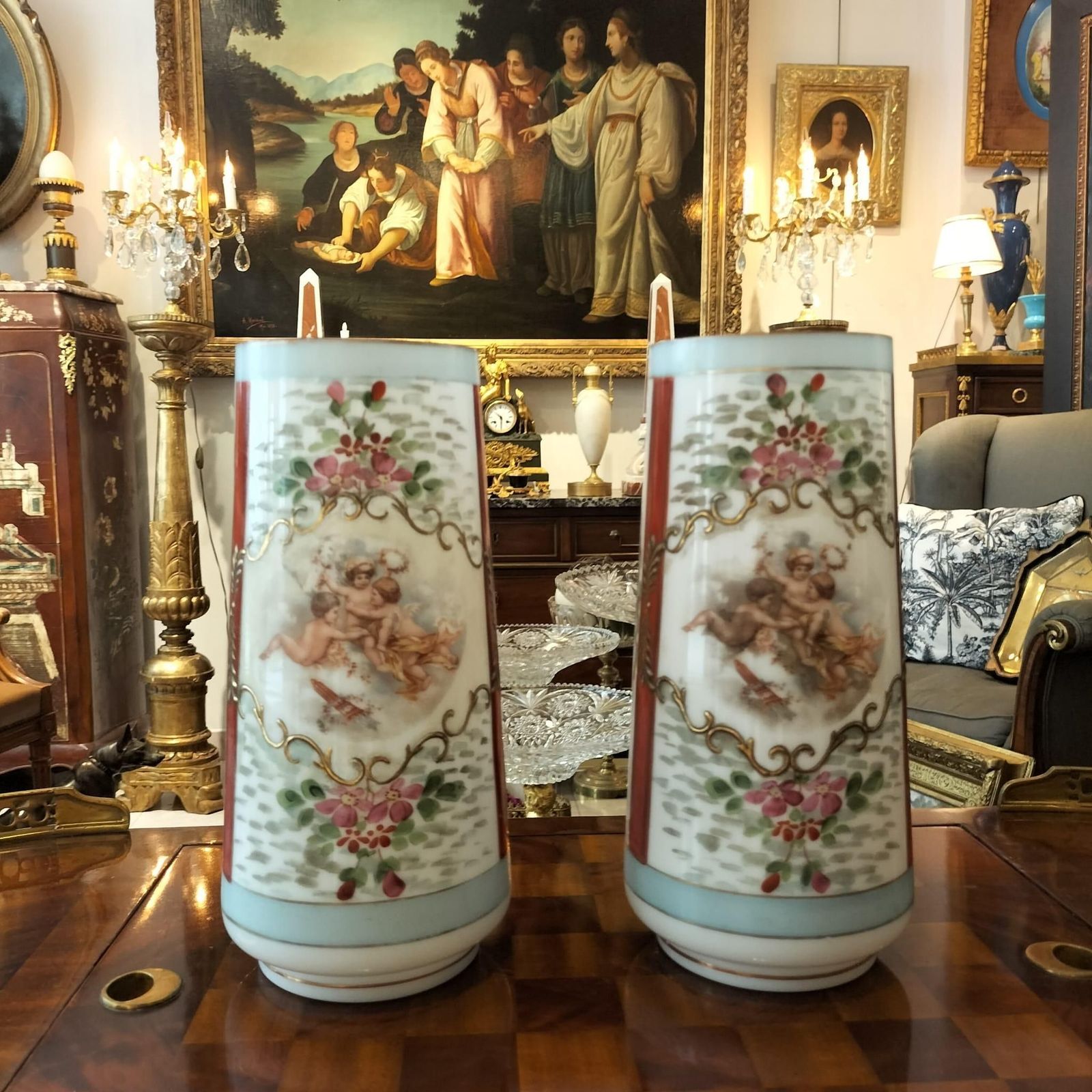 Pair Of 19th Century Vases In Opaline Glass photo vinterior