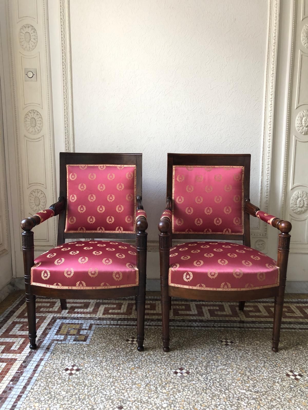 Pair Of 19th Century Armchairs From The Empire Period photo vintage
