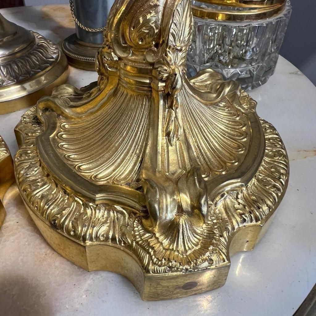 19th Century Gilt Bronze Candleholders, In The Style Of Ernest Meissonier photo for sale