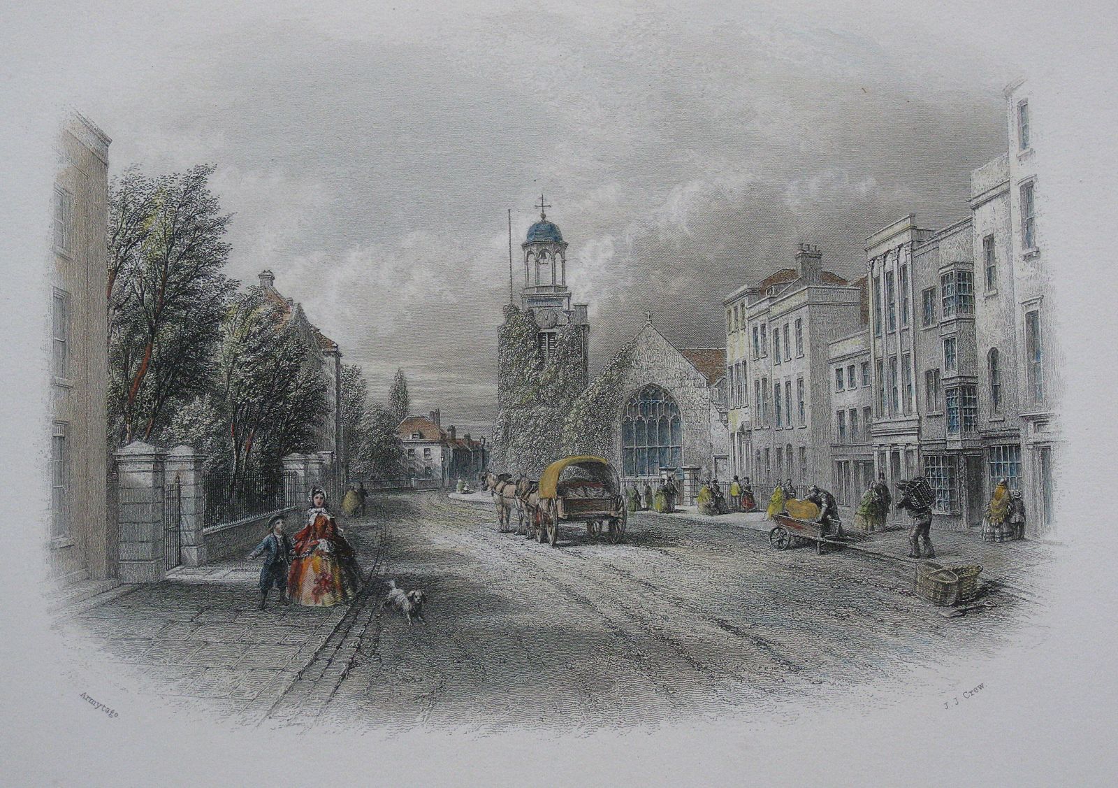 'Lymington ~ The High Street' Engraved By J J Crew After James Charles Armytage C1841 photo furniture