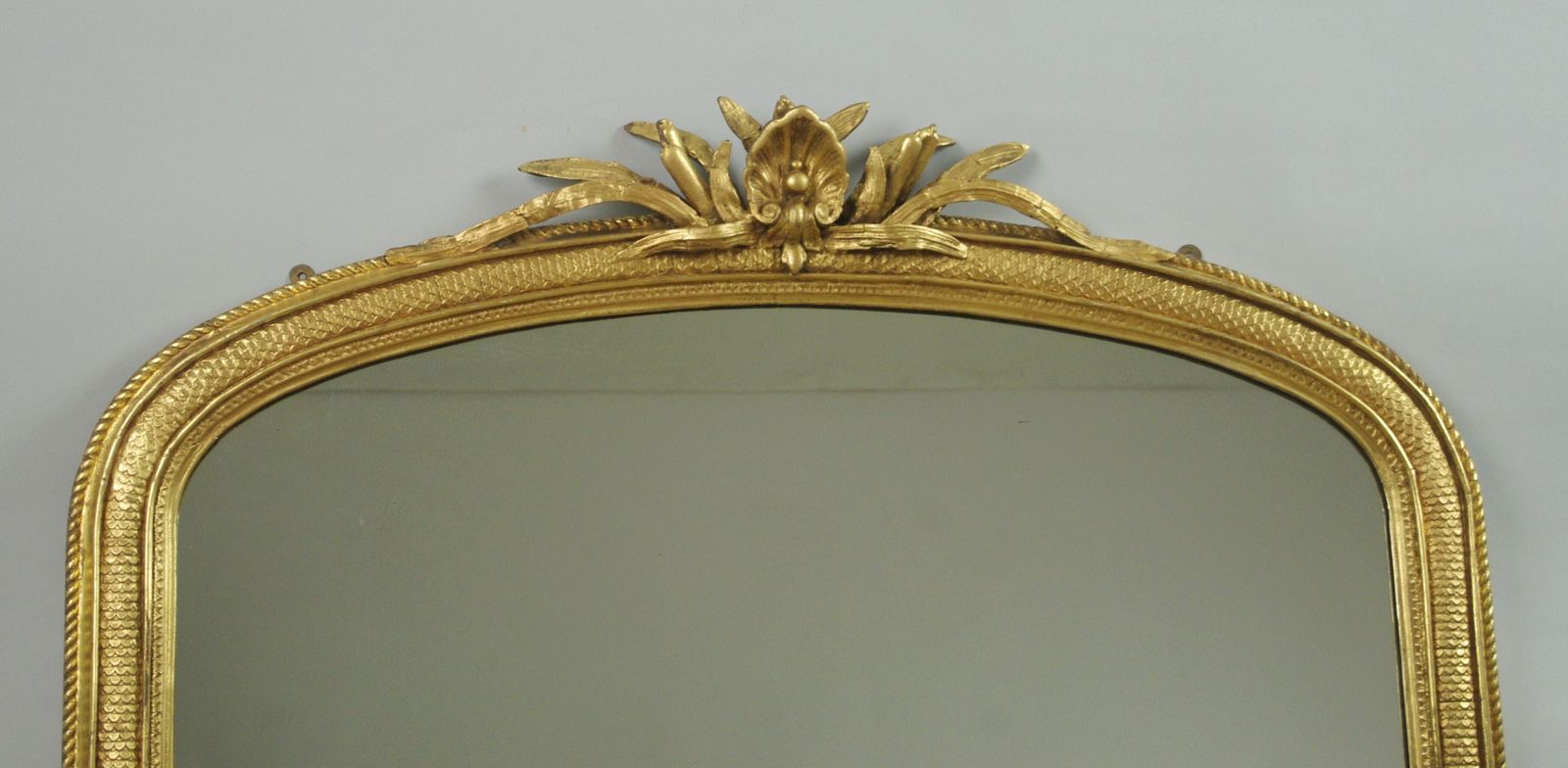 Victorian Gilt Arch Top Overmantle Mirror With Mythical Fish Dolphin Decoration photo furniture