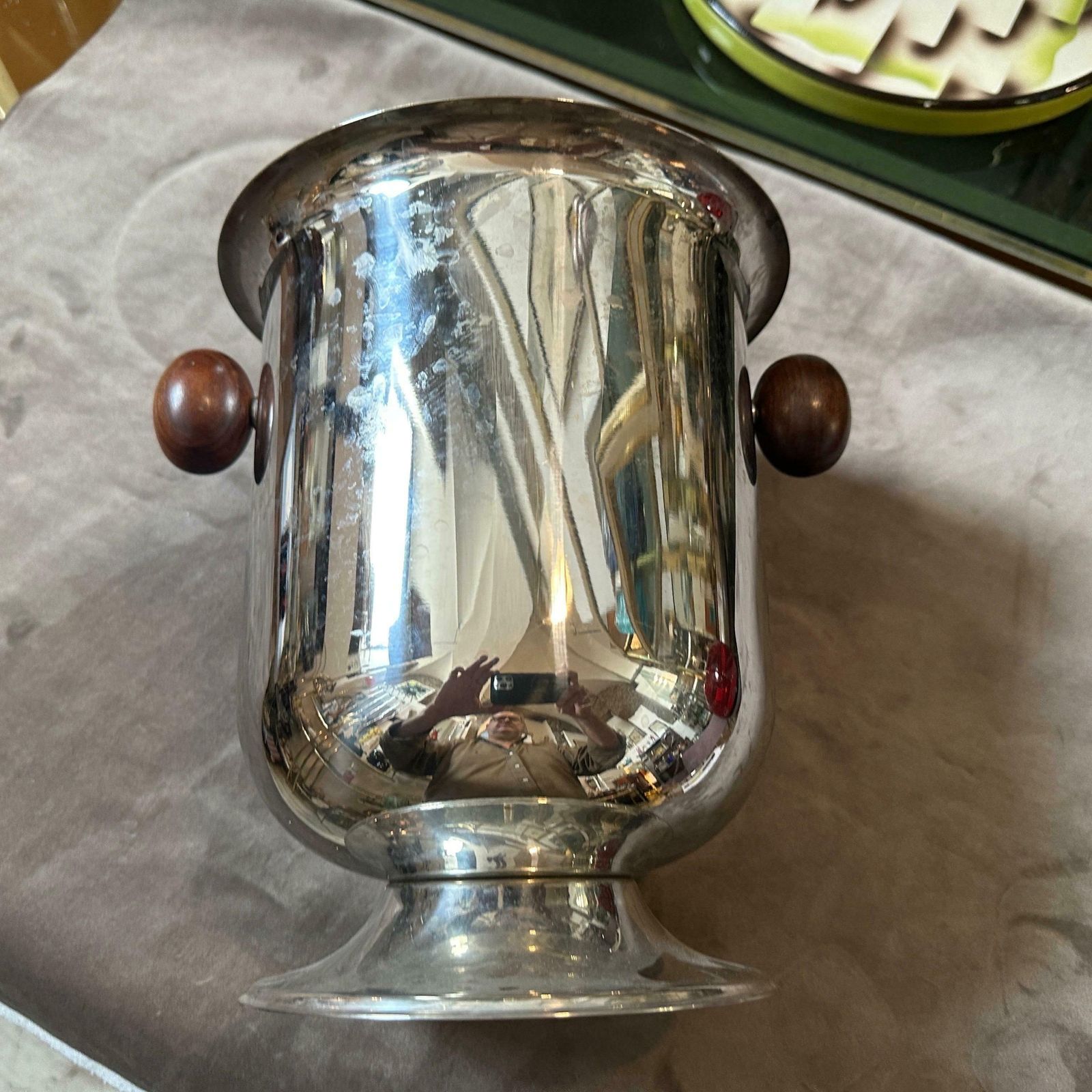 1970s Modern Silver Plated Metal Body And Wood Handles Italian Wine Cooler photo 429.0
