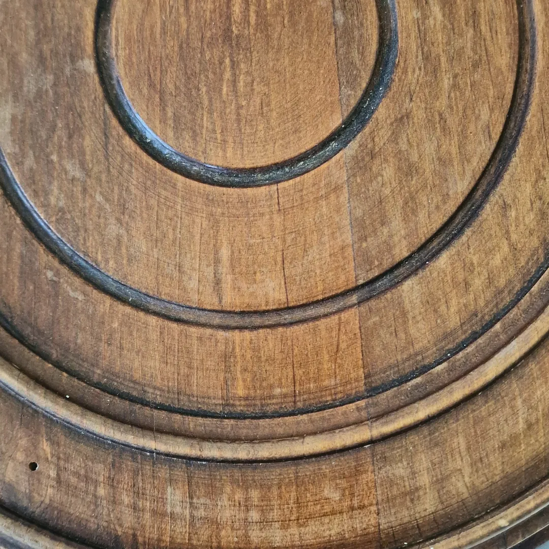 Antique French Compact Curved Leg Round Top Wooden Plant Stand With Decorative Carving Detail photo vintage