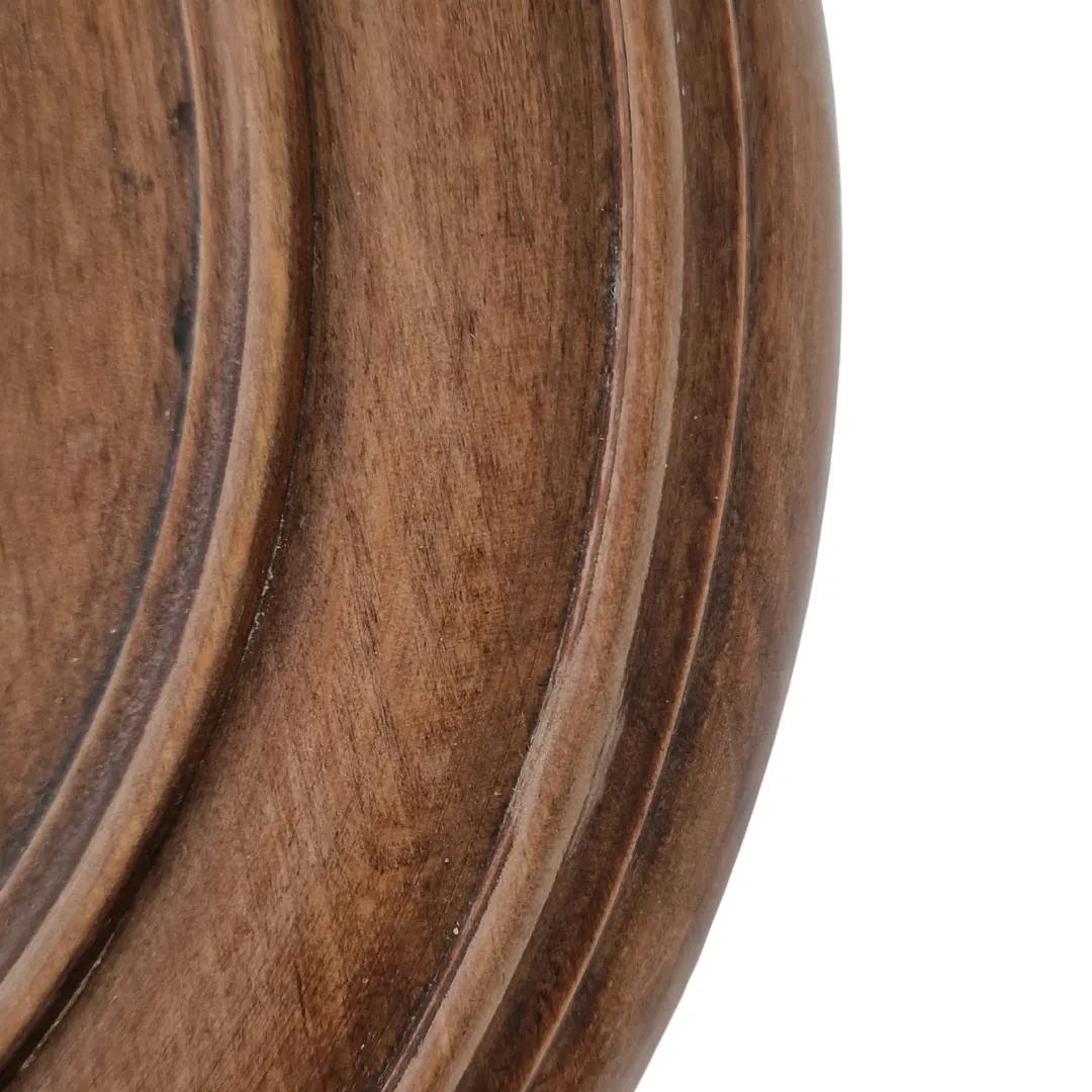Furniture Antique French Compact Curved Leg Round Top Wooden Plant Stand With Decorative Carving Detail photo