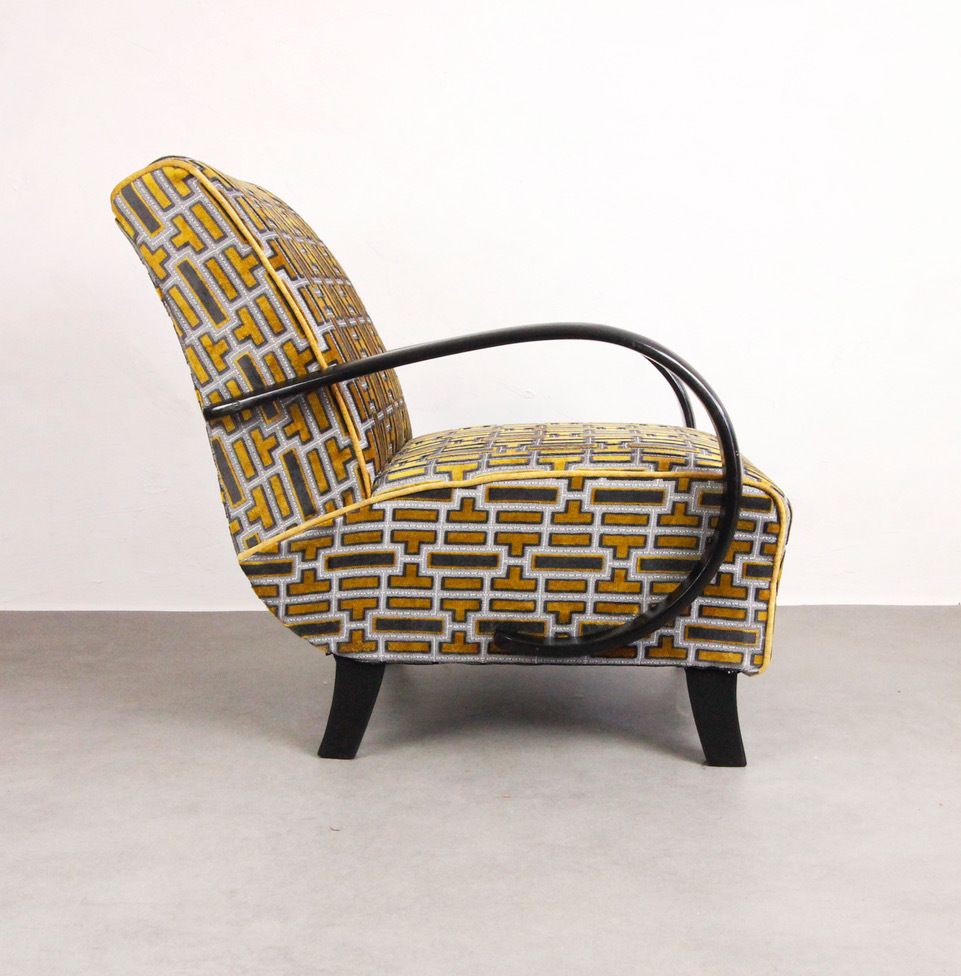 Armchairs "Gold Tetris" From 1935 By Jindrich Halabala photo for sale