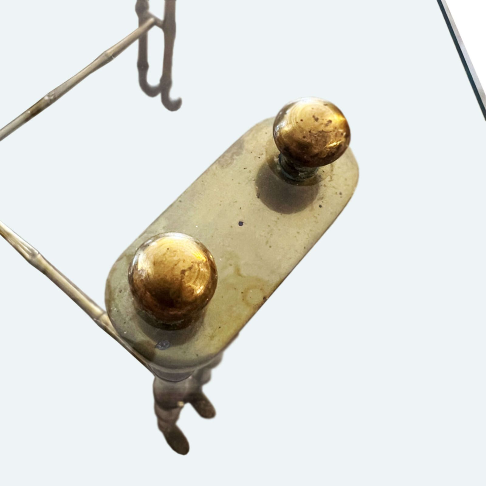 Pair Of French 1970s Faux Bamboo Brass And Glass Side Tables photo buy