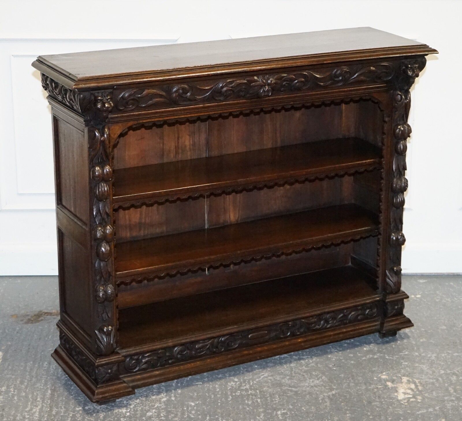 Antique Circa 1800 Oak Greenman & Lionheads Dwarf Open Bookcase photo furniture