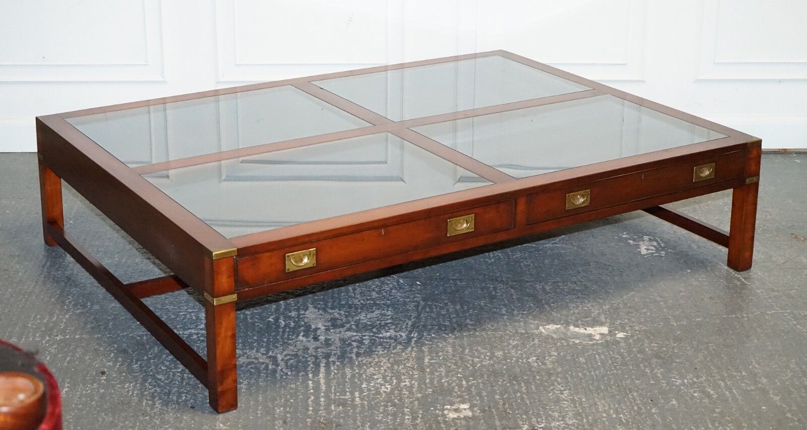 Very Large Coffee Table With Inlaid Glass Panels  Made By Kennedy Harrods photo furniture