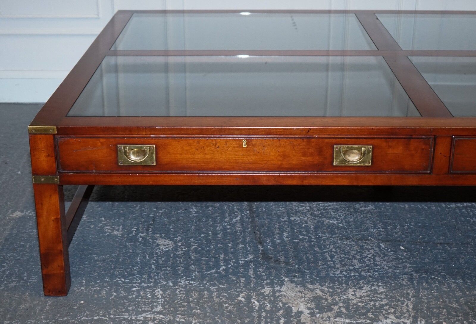 Very Large Coffee Table With Inlaid Glass Panels  Made By Kennedy Harrods photo Furniture
