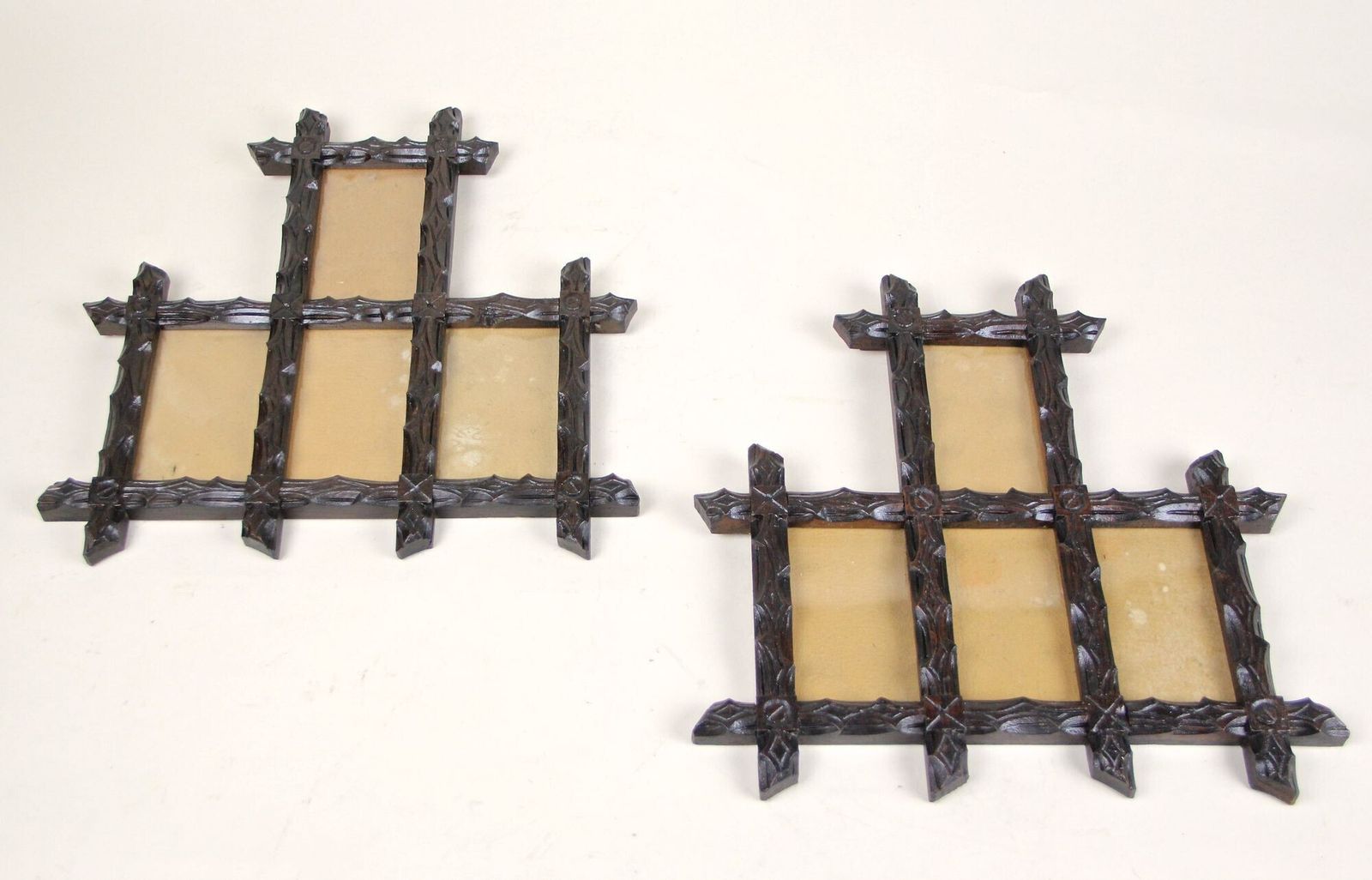 Home Decor Pair Of 19th Century Rustic Black Forest Photo Frames, Handcarved, At, Circa 1880 photo