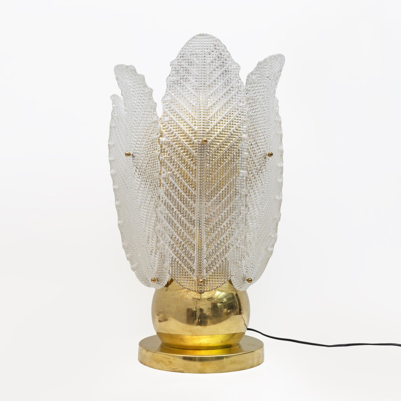 Mid Century Modern Brass And Murano Glass Big Table Lamp By Mazzega photo furniture