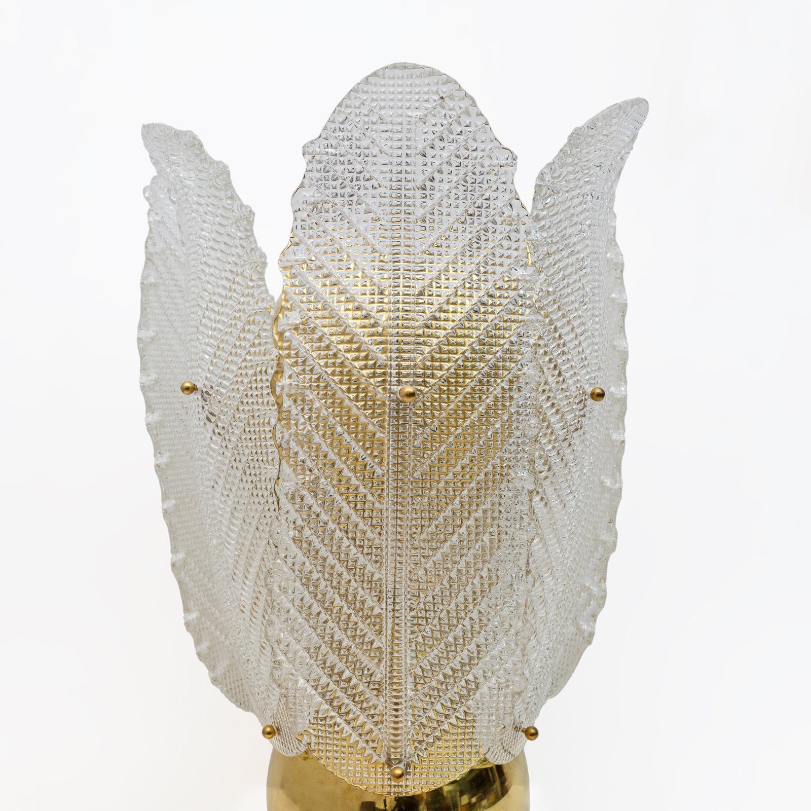 Mid Century Modern Brass And Murano Glass Big Table Lamp By Mazzega photo Lighting