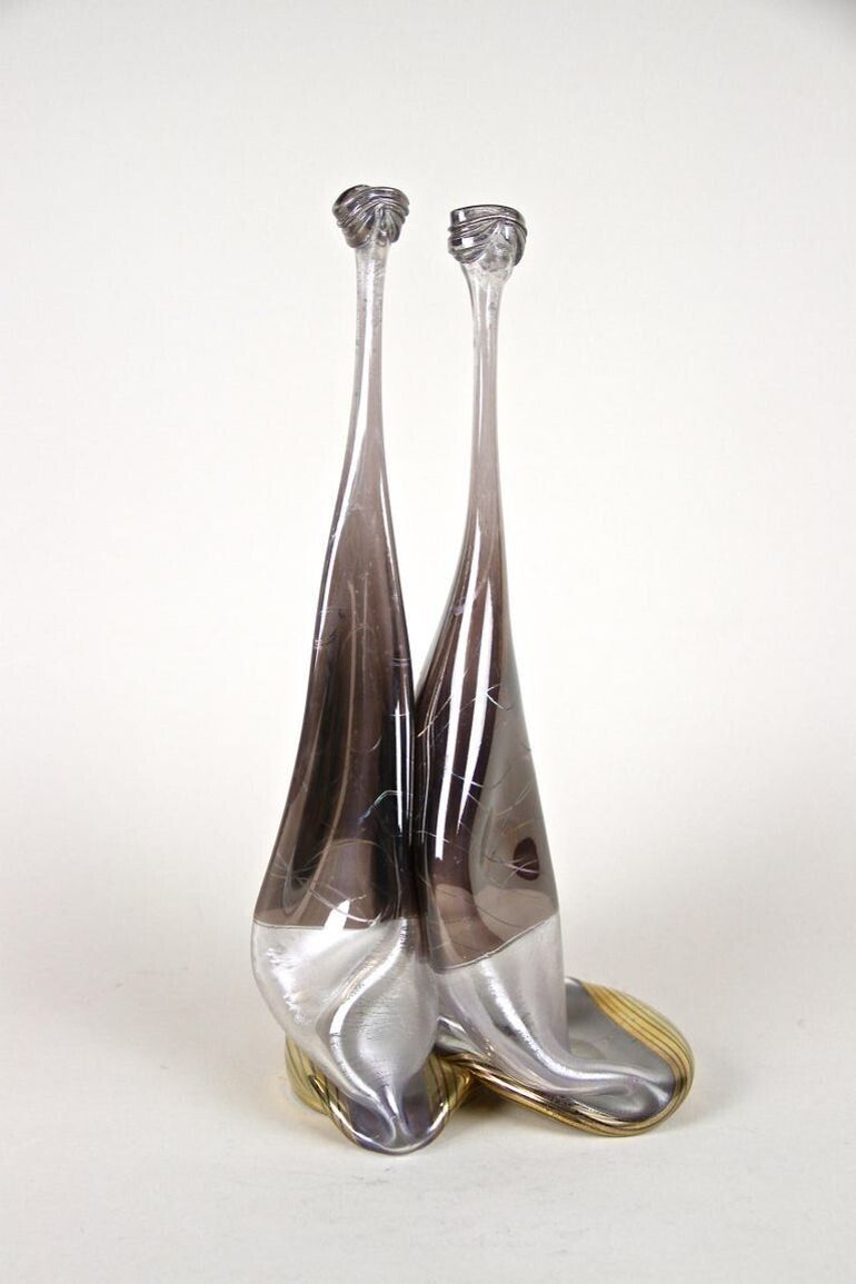 20th Century Abstract Two Necked Glass Vase, Signed, Germany, Circa 1980 photo Home Decor