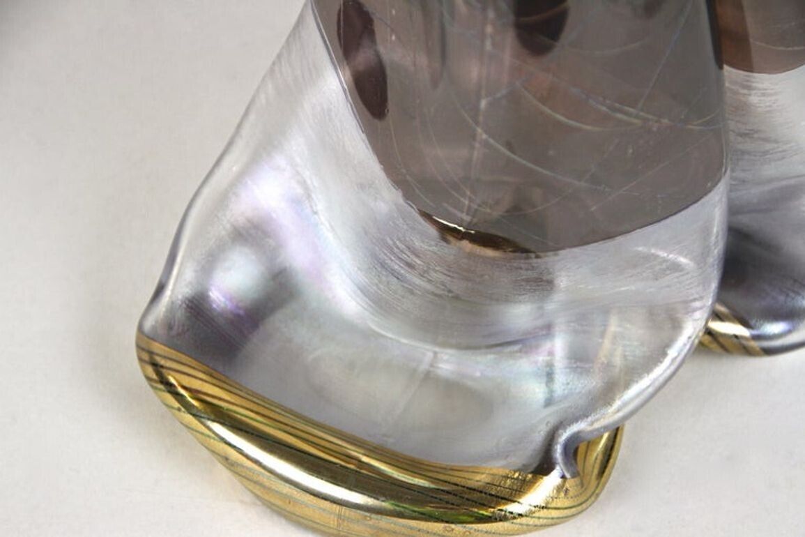 315.0 20th Century Abstract Two Necked Glass Vase, Signed, Germany, Circa 1980 photo