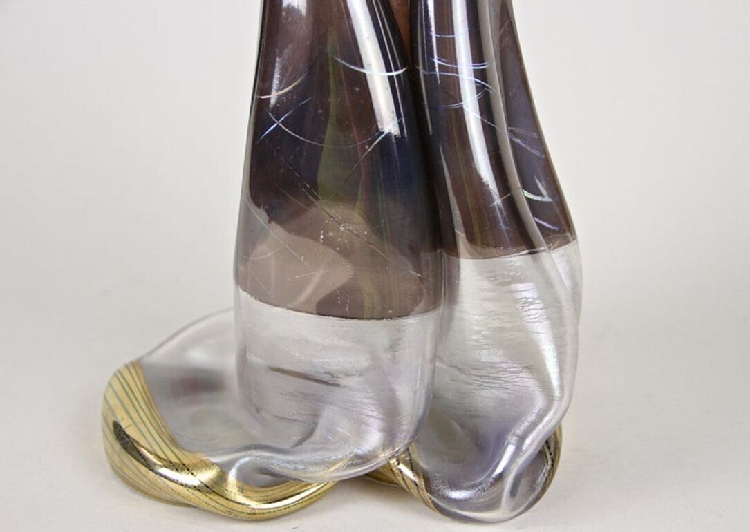 photo buy 20th Century Abstract Two Necked Glass Vase, Signed, Germany, Circa 1980