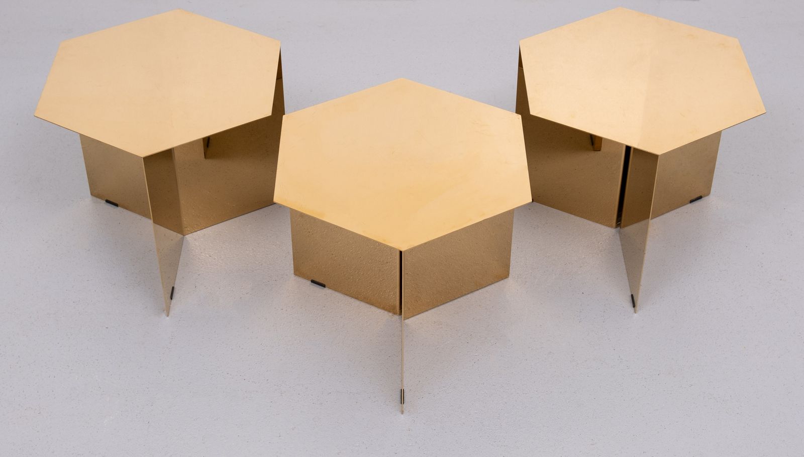 Danish Brand Hay’s '' Slit '' Brass Side Tables Set Of 3 photo vinterior