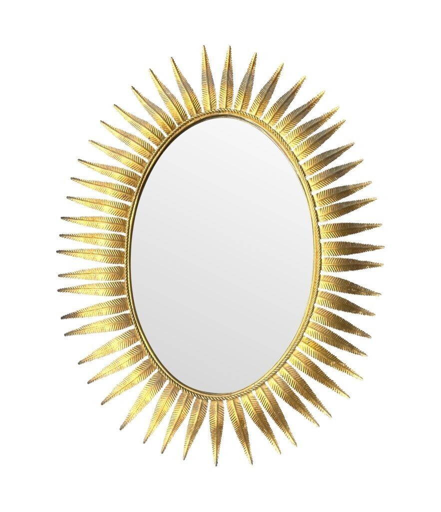 photo furniture A Wonderful 1950s Gilt Metal Oval Spanish Sunburst, Eyelash Mirror