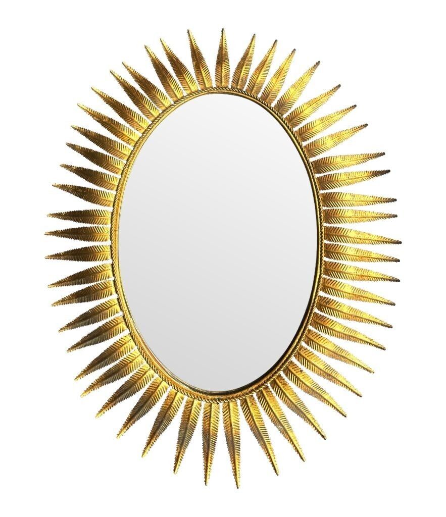 photo vinterior A Wonderful 1950s Gilt Metal Oval Spanish Sunburst, Eyelash Mirror