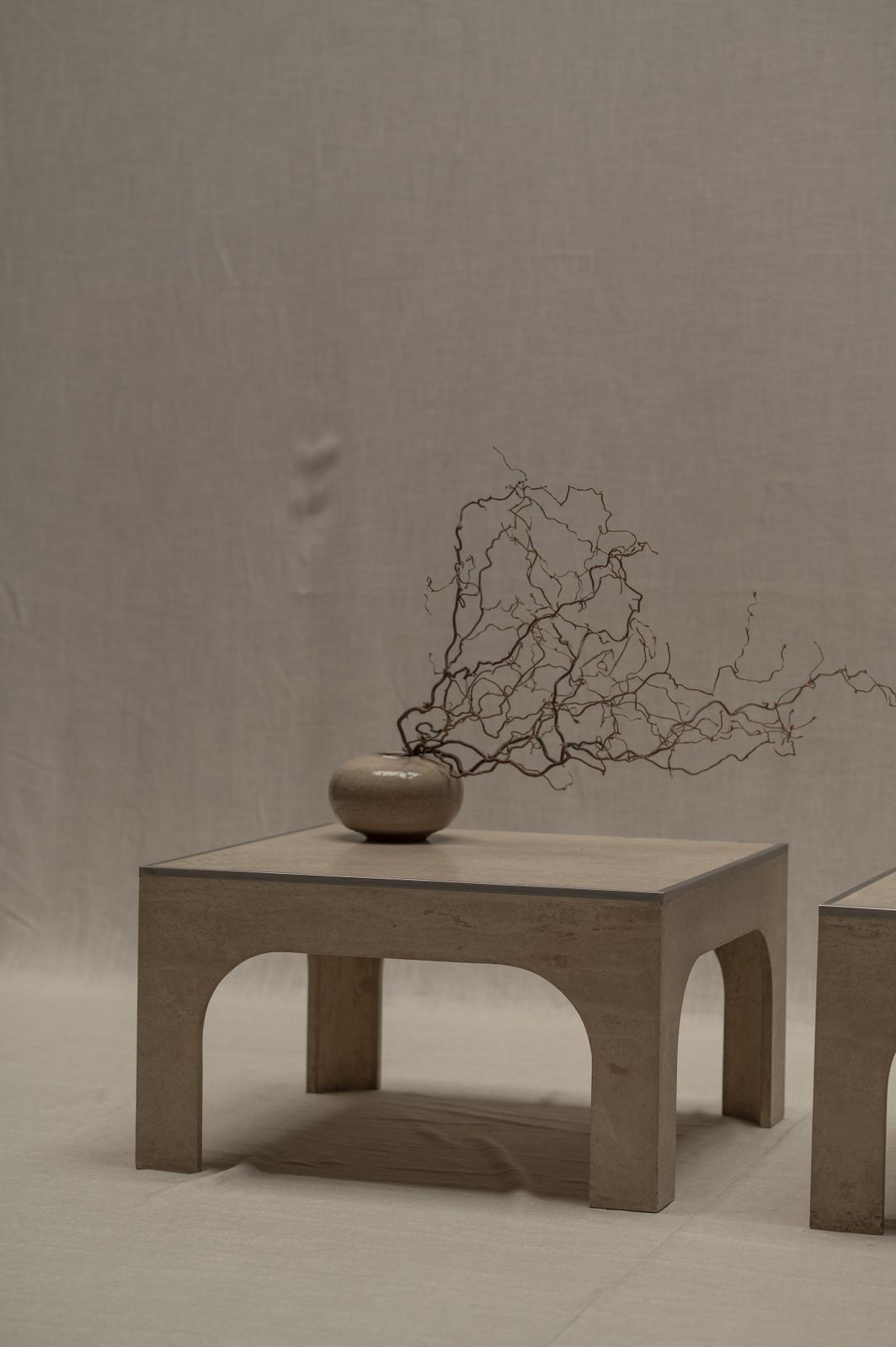 Architectural Set Of Travertine Coffee Tables, After Willy Ballez photo vinterior