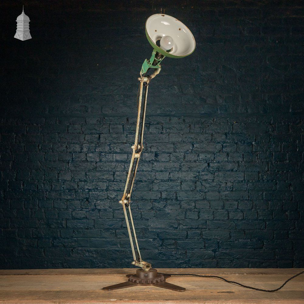 Green Machinist Lamp – Rewired & Repurposed With Custom Base photo vinterior