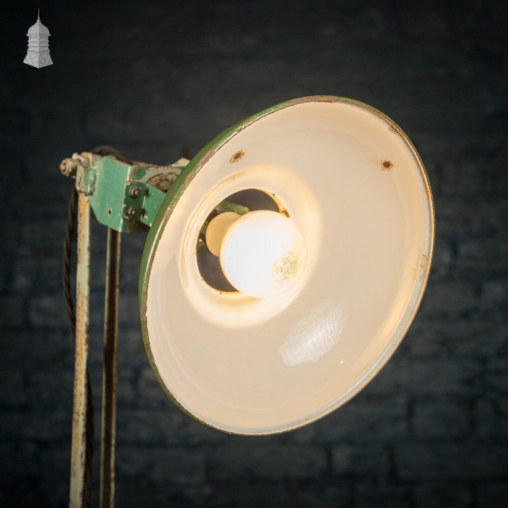 Green Machinist Lamp – Rewired & Repurposed With Custom Base photo vintage