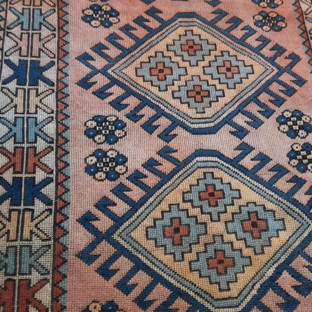 Vintage Turkish Kurdish Wool Rug Hand Knotted Tribal Red Blue Area Carpet 80'' By 52'' photo buy