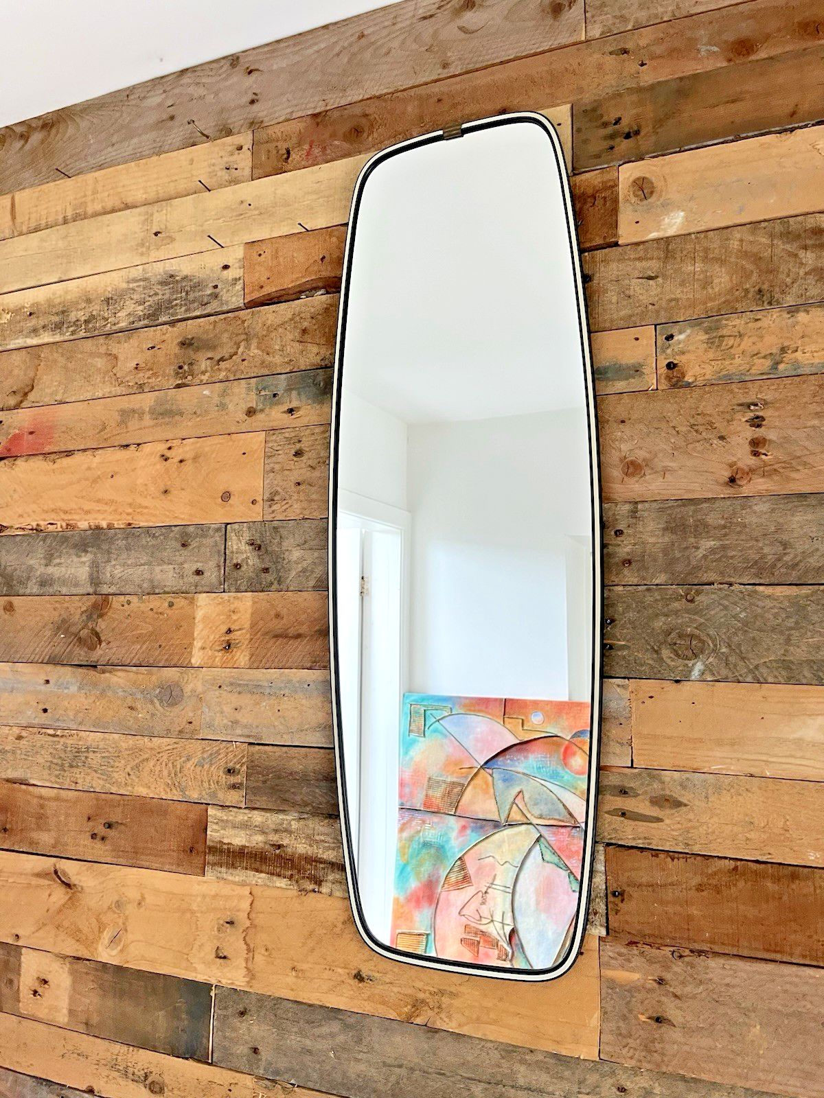 Home Decor Mid Century Modern 50's West German Schonform Full Length Rockabilly Mirror 60's photo