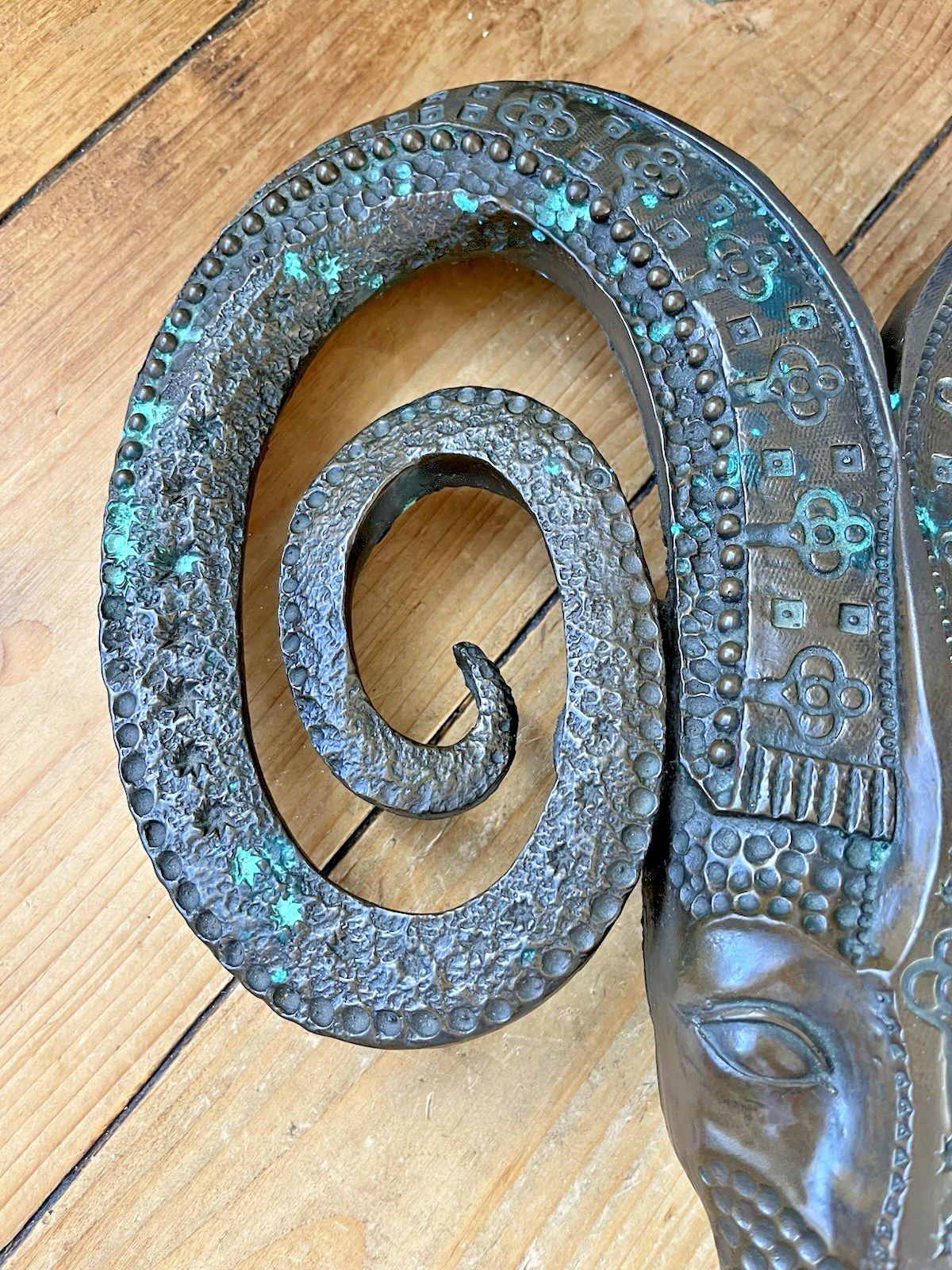 Signed John Letts Bronze Resin Ram Brutalist Folk Wall Hanging Art Sculpture photo 250.0