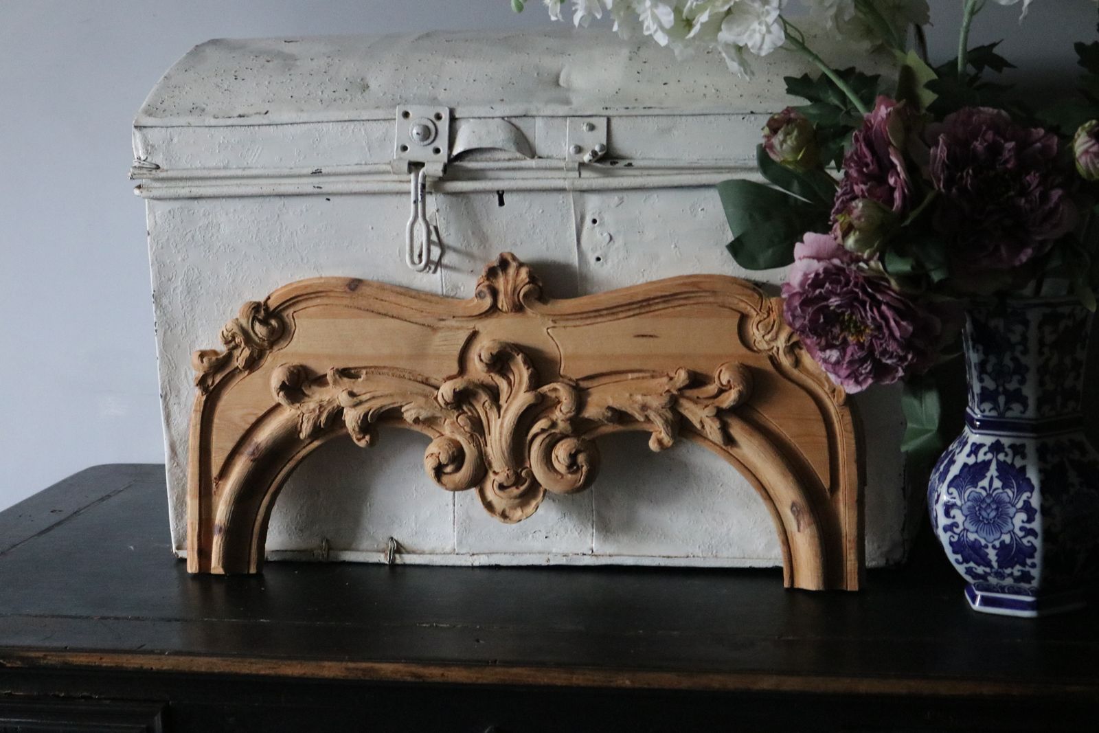 Vintage Hand Carved Wood Panel Made In Italy 66cm