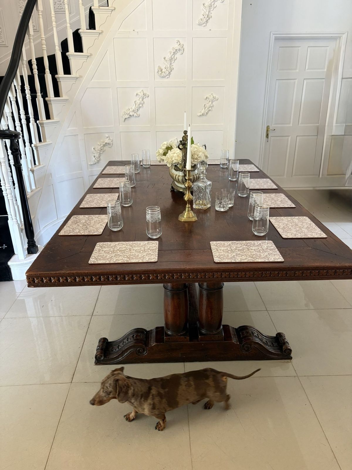 Furniture Large Antique 19th Century 12 Seater Quality Oak Refectory Dining Table photo