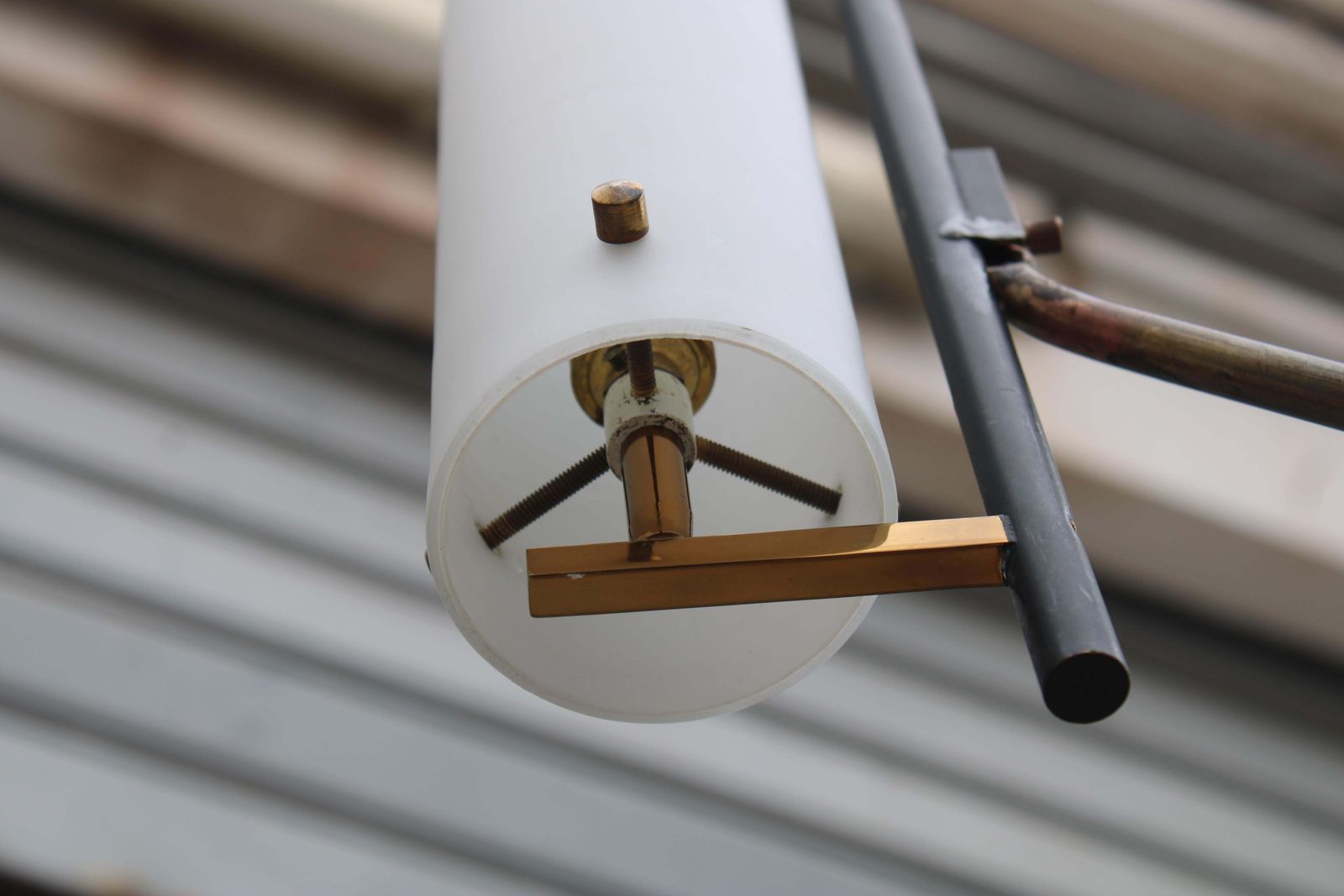 1950 Italian Floor Lamp In Brass And Glass Arredoluce Style photo vintage