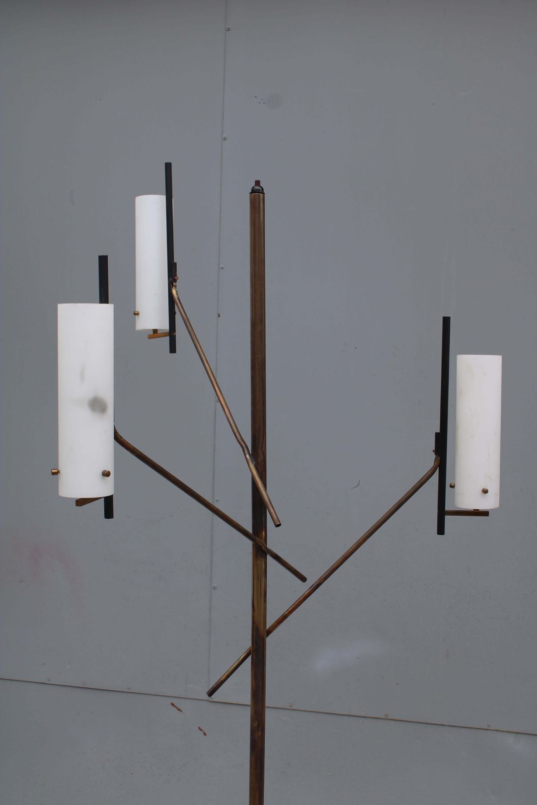 photo buy 1950 Italian Floor Lamp In Brass And Glass Arredoluce Style
