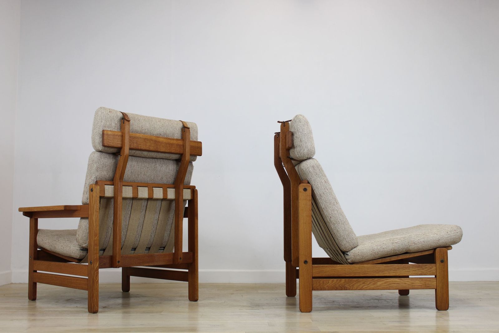 Pair Of Oak Hunting Chairs By Aksel Dahl For Kp Mobler