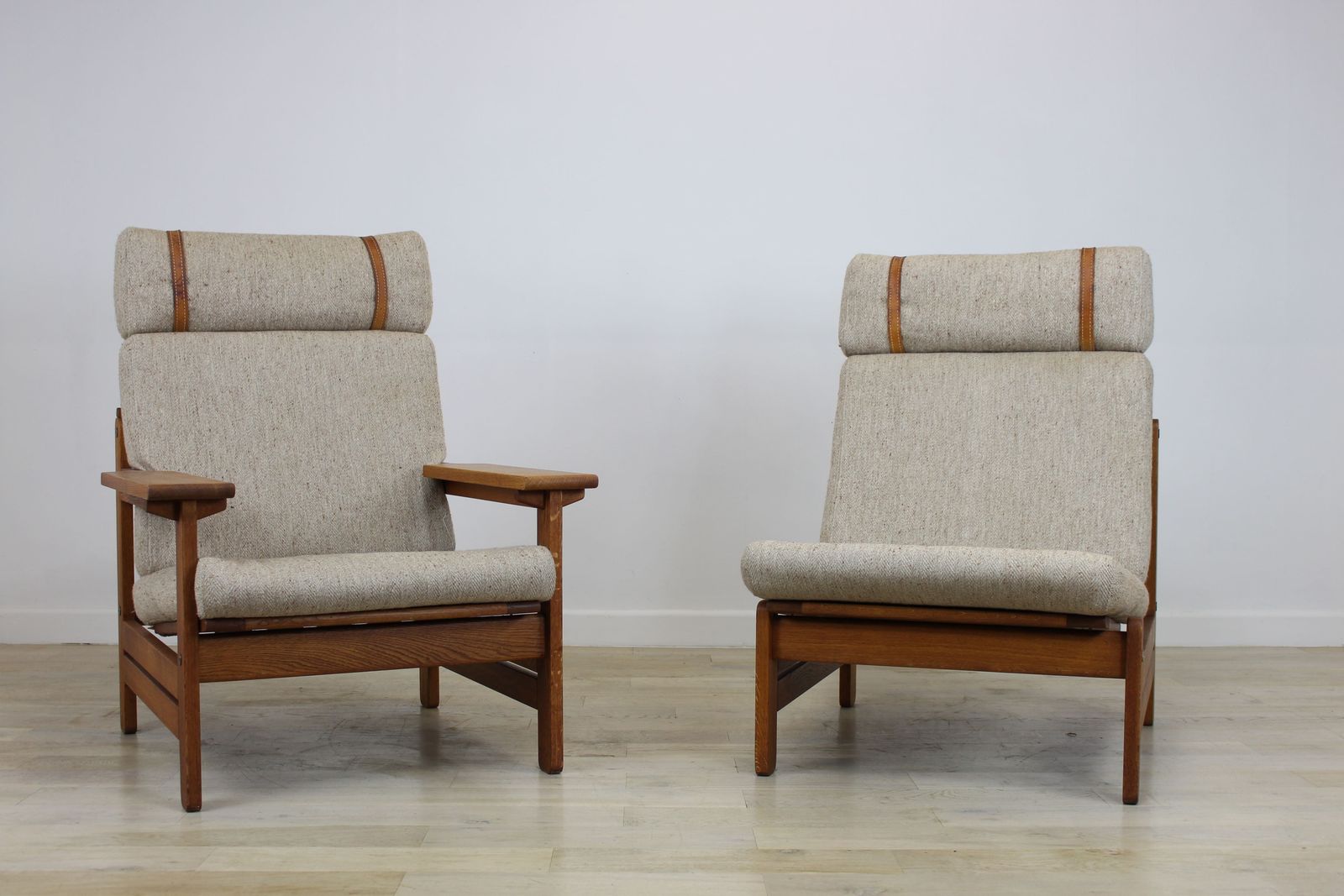 Furniture Pair Of Oak Hunting Chairs By Aksel Dahl For Kp Mobler photo