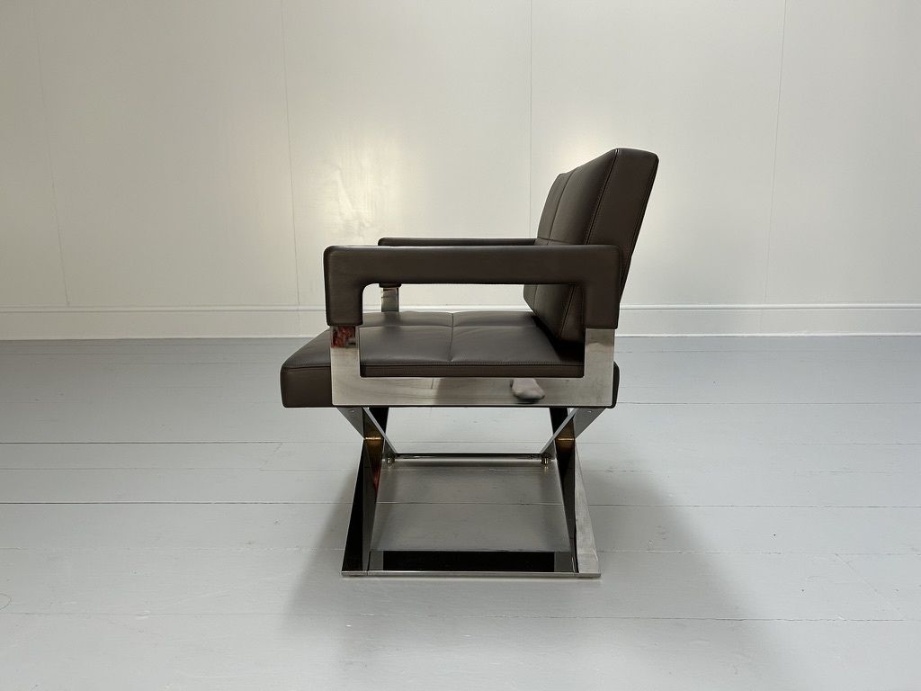 Pair Of Poltrona Frau “Aster X” Lounge Armchairs – In Dark Brown “Pelle Frau” Leather photo buy